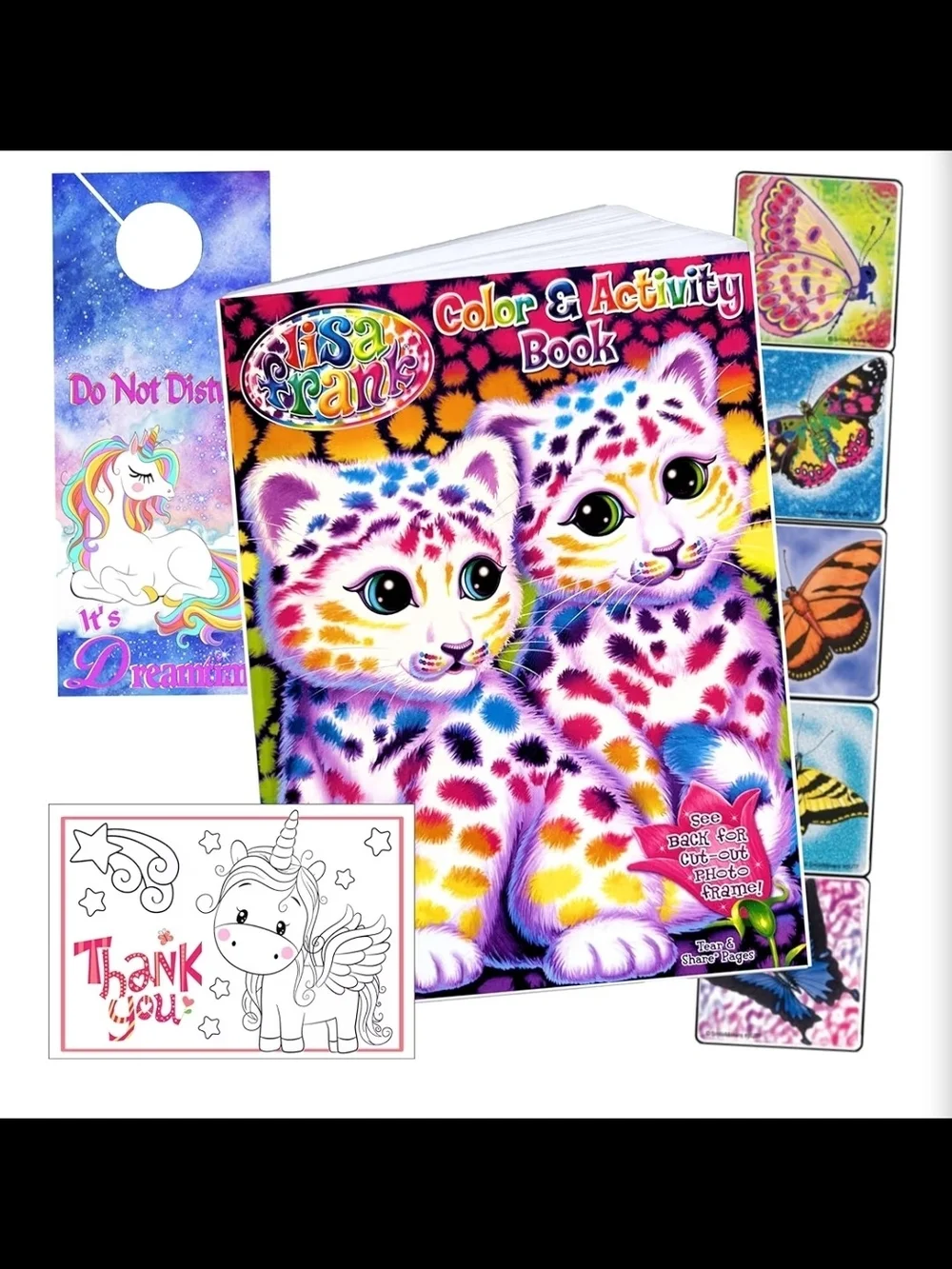 Lisa Frank Rainbow Ice Cream Puppy Jumbo Activity and Coloring Book Set, NWT